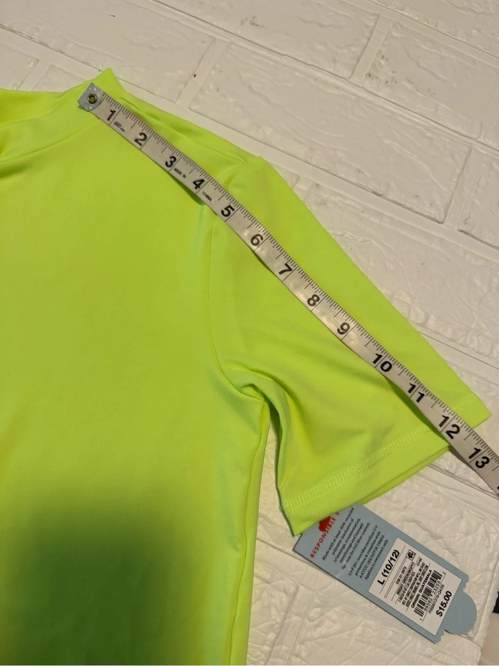 New Cat & Jack Bright Neon Green Swim Top Boys L (10/12)